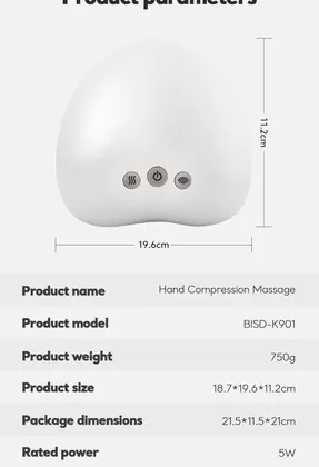 Oem Odm Electric Rechargeable Cordless Portable Shiatsu Air Compression Finger Hot Compress Hand Massager Machine detail view 16