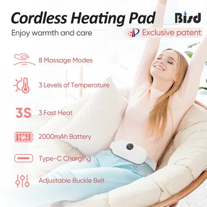 Wholesale Wireless Pain Relief Electric Waist Massage Therapy Belt Portable Cordless Period Cramp Heating Pad With Led Display detail view 9