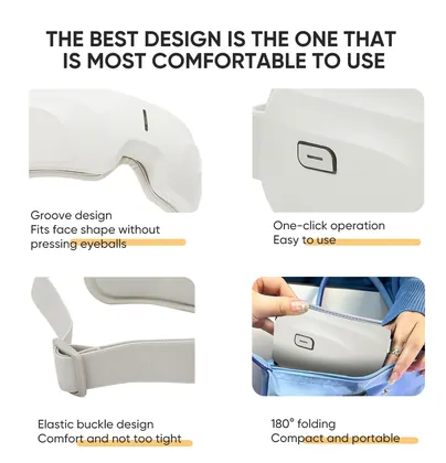 Adjustable Air Pressure Relaxing Therapy Wireless Vibrating Rechargeable Care Home Foldable Kneading Heating Smart Eye Massager detail view 8