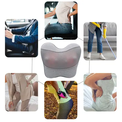 Memory Foam And Lumbar Support Shiatsu Japanese Relaxation Car Travel Massage Head Neck Body Back Pillow Neck With Heat Massager detail view 5