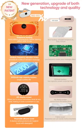 Wholesale Wireless Pain Relief Electric Waist Massage Therapy Belt Portable Cordless Period Cramp Heating Pad With Led Display detail view 10