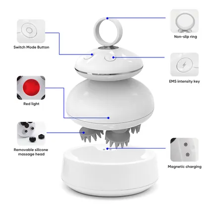Multi-function Electric Kneading 4-claw Silicone Head Massage Device Stress Relief Scalp Massager Magnetic Type Charging detail view 3