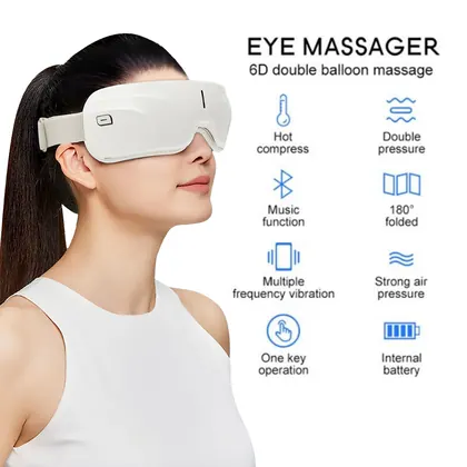 Adjustable Air Pressure Relaxing Therapy Wireless Vibrating Rechargeable Care Home Foldable Kneading Heating Smart Eye Massager detail view 2