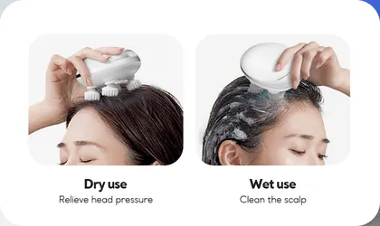 Waterproof Wireless Easy Use Electric Silicone Scalp Massager Stress Release Vibrating Hot Compress Head Massager detail view 11
