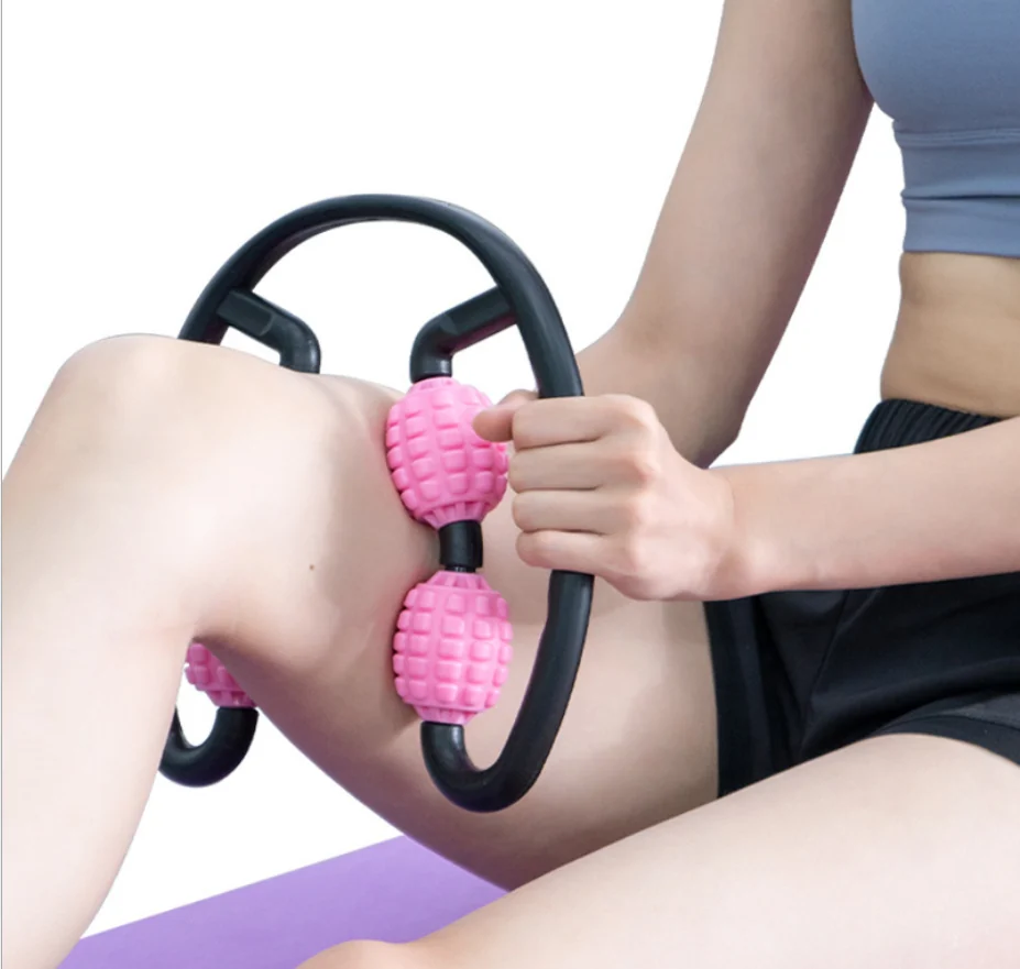 360 degree Foam 4 Wheel massage roller home workout exercise handheld flexible relaxer muscle foam massage roller view