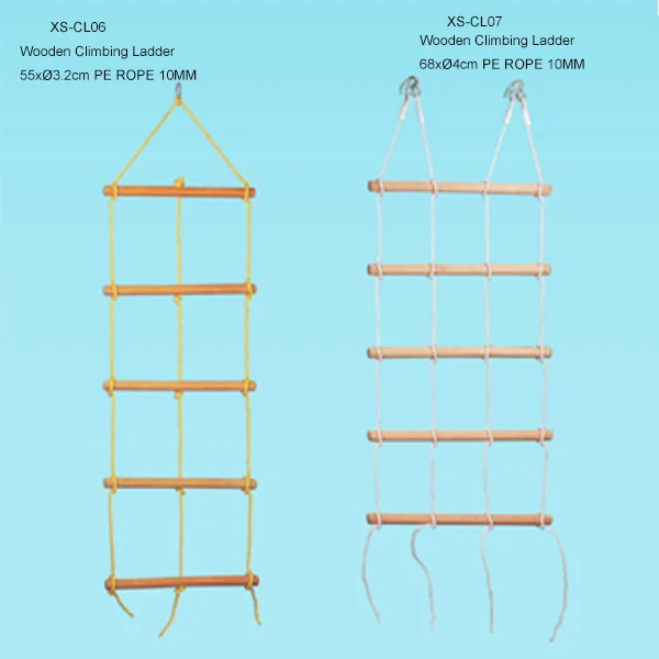Wooden climbing ladder view