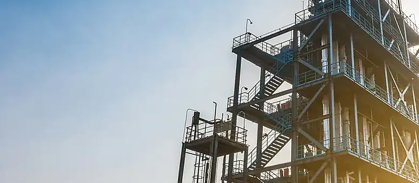 Blissam silicone production plant structure at sunset