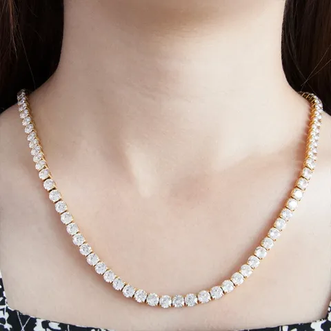 16-24 Inch Full Diamond Single Row Zirconia Tennis Necklace Hip Hop - view 2