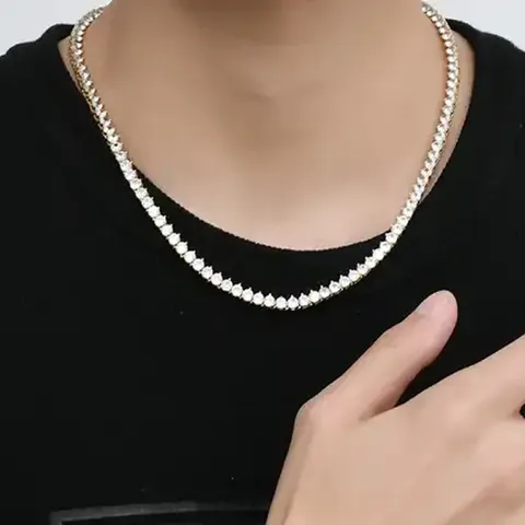 16-24 Inch Tennis Necklace Triple Claw Single Row 4mm Zirconia Necklace - view 2
