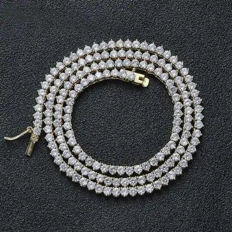 16-24 Inch Tennis Necklace Triple Claw Single Row 4mm Zirconia Necklace - view 3