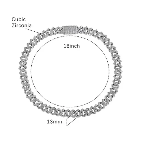 18Inch 24 Inch 13mm Hip Pop Miami Cuban Necklace for Men - view 3