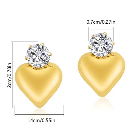 2025 Niche Elegance Zircon Heart Stud Earrings for Women Minimalist Versatile - view 3