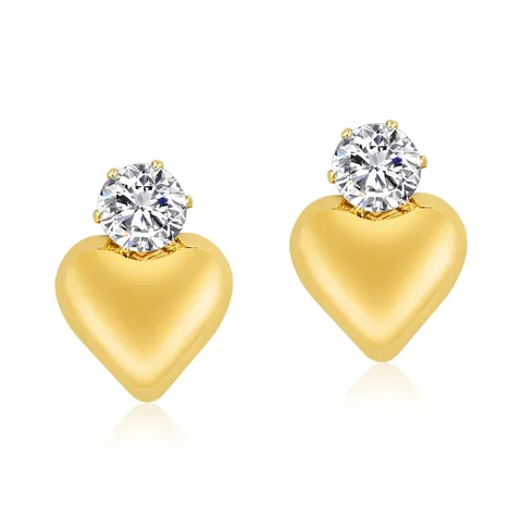 2025 Niche Elegance Zircon Heart Stud Earrings for Women Minimalist Versatile - Plated Brass jewelry made by BlueOne Jewelry