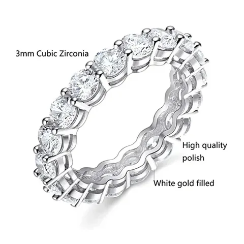 18K White Gold Eternity Band Ring Cubic Zirconia for Women - view 3