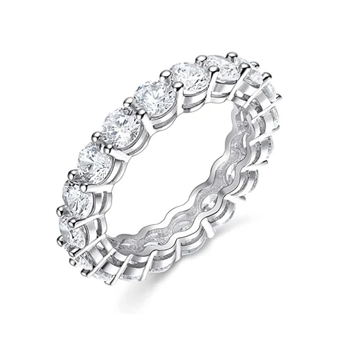 18K White Gold Eternity Band Ring Cubic Zirconia for Women made by BlueOne Jewelry
