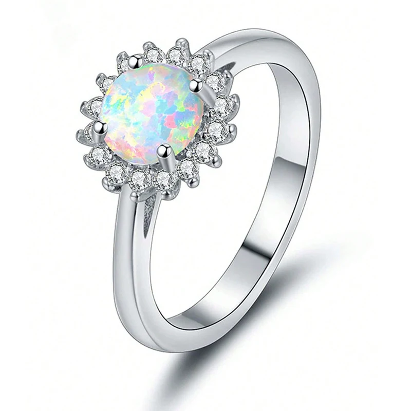 5-10 Inch Atmospheric Round Opal Ring Fashion Creative Women’s Ring White made by BlueOne Jewelry