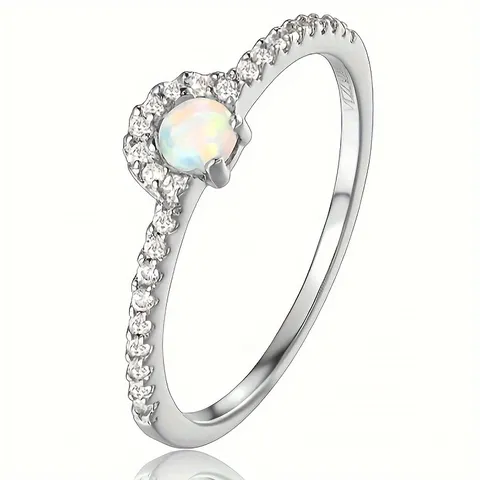 5-10 Inch Niche Design Zirconia with Opal Ring Women’s Plated Brass - Brass jewelry made by BlueOne Jewelry