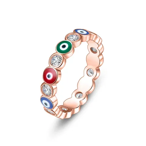 5-10 Inches High Quality Cubic Zirconia Devil’s Eye Fashion Jewelry Design Ring in Rose Gold Plated - Plated Brass jewelry made by BlueOne Jewelry