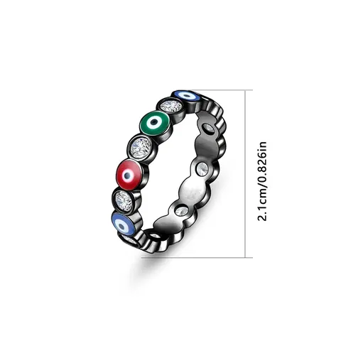 5-10 Inches High Quality Cubic Zirconia Devil’s Eye Fashion Jewelry Design Ring - view 3