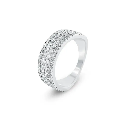 5-10 Inches Full Diamond Two Rows Set with Cubic Zirconia Fashion Ring - Plated Brass jewelry made by BlueOne Jewelry