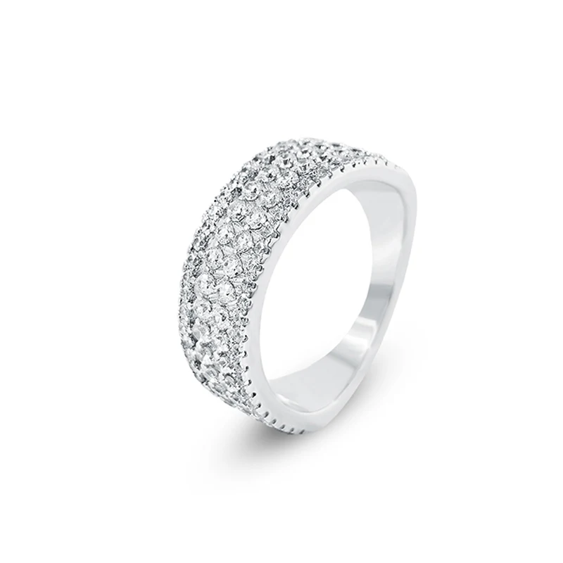 5-10 Inches Full Diamond Two Rows Set with Cubic Zirconia Fashion Ring made by BlueOne Jewelry