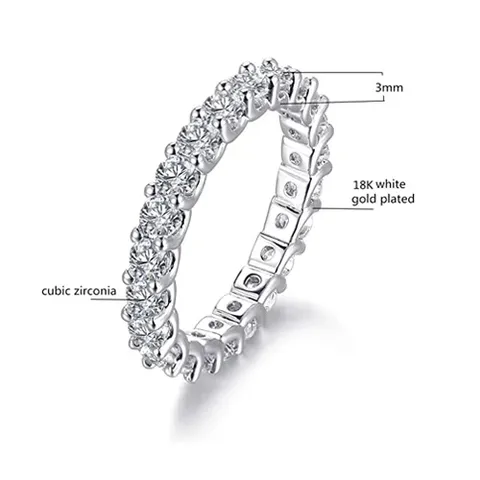 5-10 Inch Eternity Statement Ring 18K White Gold Plated 5A+ Cubic Stacking Ring Set - view 3