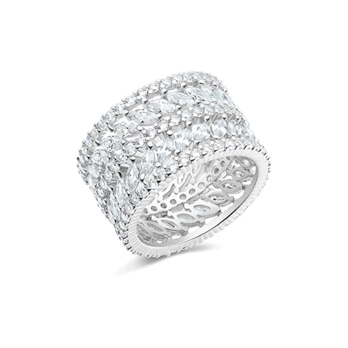 5-9.5 Inch 13mm Marquise Shape Eternity Statement Ring 14K White Gold made by BlueOne Jewelry