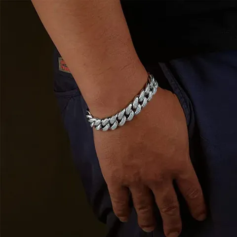 7.5-8.5 Inch 15mm Hip Pop Mia Cuban Bracelet Cubic Zirconia - view 2