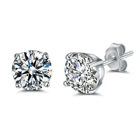 925 Sterling Silver Solitaire Stud Earrings with 3-6mm Cubic Zicronia - 925 Sterling Silver jewelry made by BlueOne Jewelry