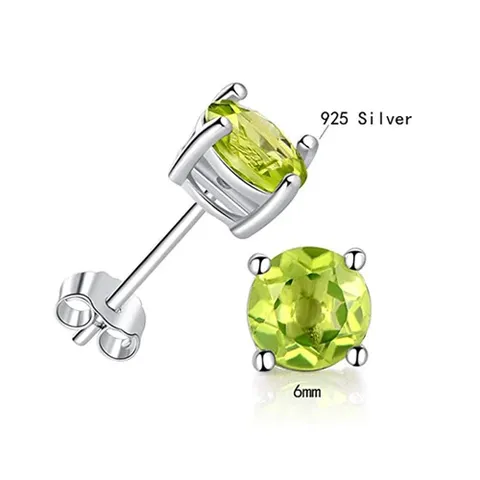 Green Sterling Silver Stud Earrings for Women Hypoallergenic - view 3