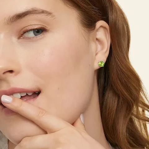 Green Sterling Silver Stud Earrings for Women Hypoallergenic - view 2
