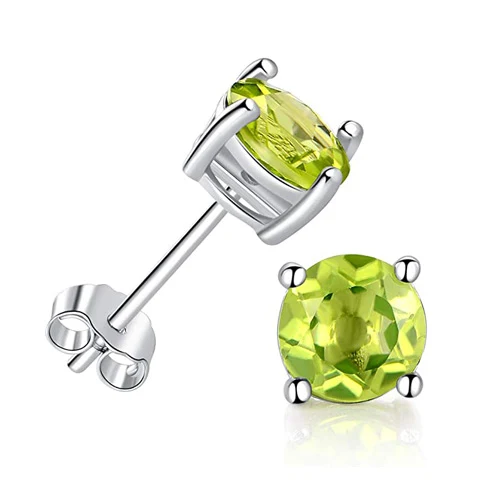 Green Sterling Silver Stud Earrings for Women Hypoallergenic made by BlueOne Jewelry