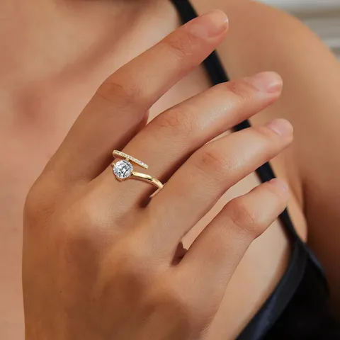 A Row of Diamond Ring Opening Korean Fashion Simple Design Personality - view 2