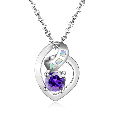 Aliexpress Sell Korean Version Beautiful Heart Women’s Opal Heart Song Pendant Necklace - Plated Brass jewelry made by BlueOne Jewelry