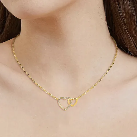 Heart to Heart Necklace Summer Women Premium Feeling Heart Shape Collarbone Chain - view 2