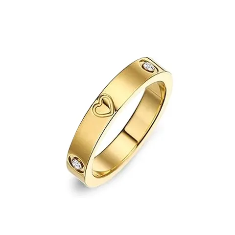 Love Rings Heart Shaped Couple Rings Diamond Set Titanium Ring - Plated Brass jewelry made by BlueOne Jewelry