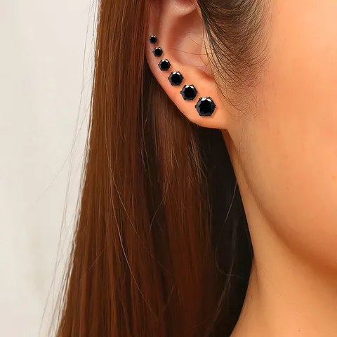 Fashion Six Claw Zirconia Earrings Dowel Screw Round Cake Earrings Set - view 2