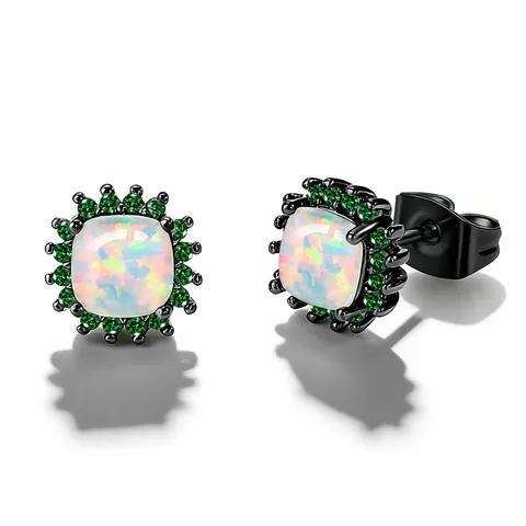 Fashion Square Opal Earrings Europe and America Premium Stud Earrings Personalized - Plated Brass jewelry made by BlueOne Jewelry