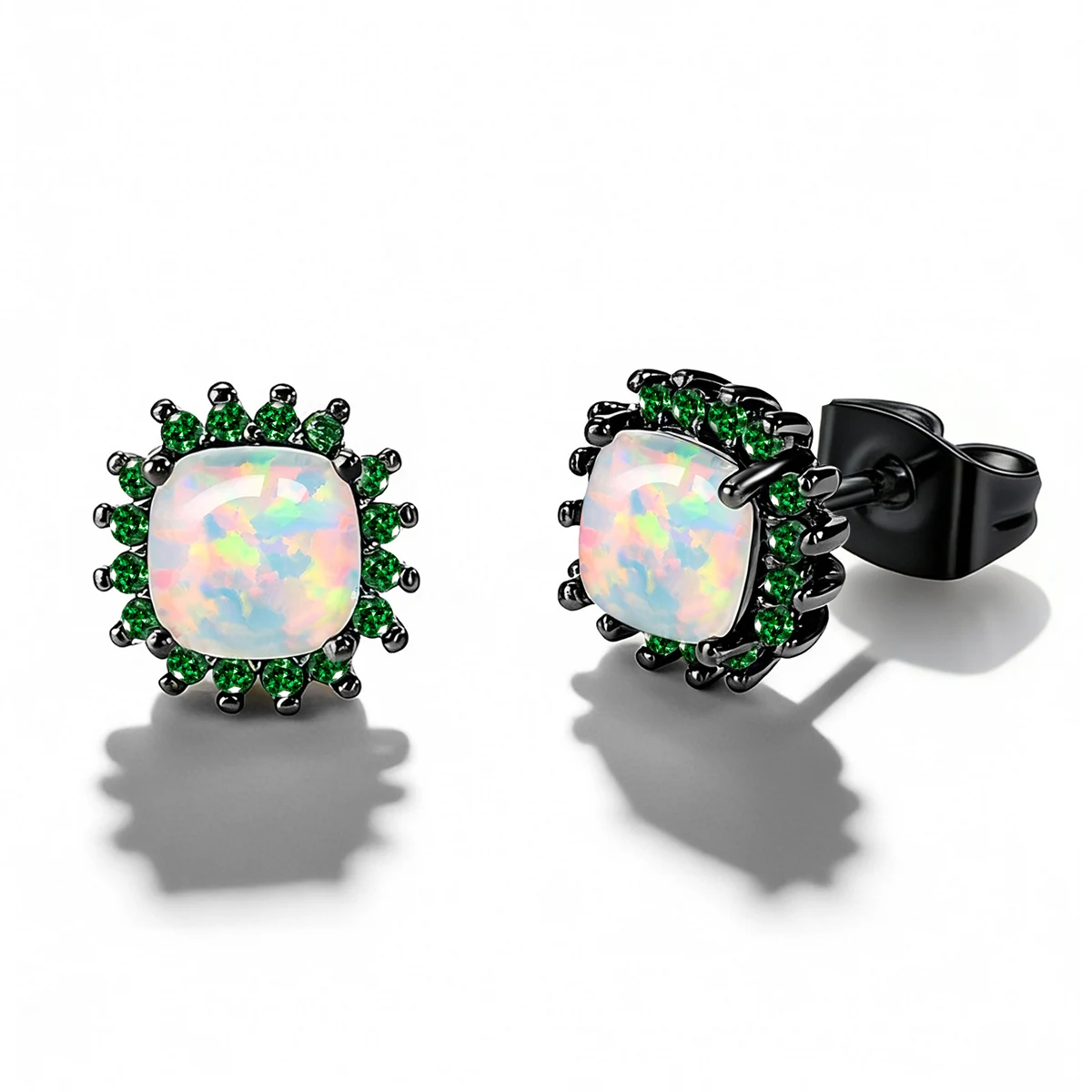 Fashion Square Opal Earrings Europe and America Premium Stud Earrings Personalized made by BlueOne Jewelry