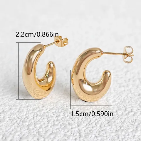 Models Water Drop Hollow Earrings Drop Oil Models Hollow Crescent-shaped C-shaped - view 3