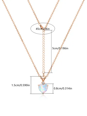 Heart Opal Pendant Necklace Women Hundred Luxury Delicate Jewelry - view 3