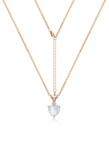 Heart Opal Pendant Necklace Women Hundred Luxury Delicate Jewelry - Plated Brass jewelry made by BlueOne Jewelry
