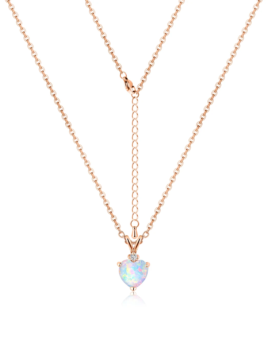 Heart Opal Pendant Necklace Women Hundred Luxury Delicate Jewelry made by BlueOne Jewelry