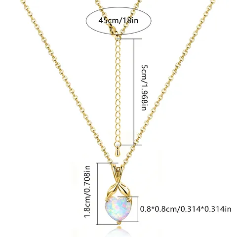 Love Heart Auburn Opal Pendant Sweet Temperament Opal Necklace Fashion Simple - view 3