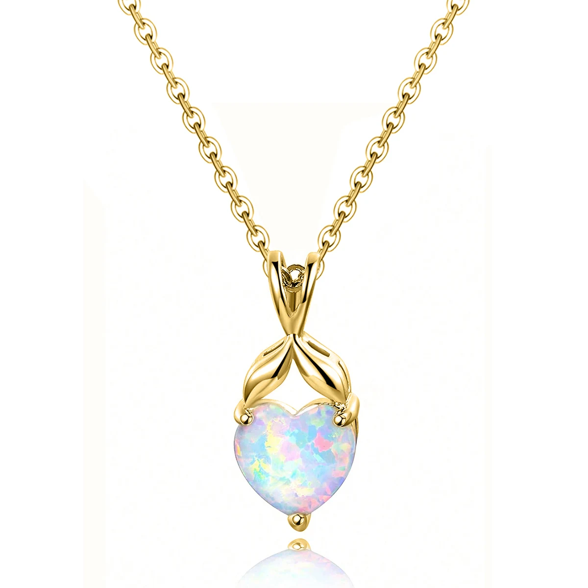Love Heart Auburn Opal Pendant Sweet Temperament Opal Necklace Fashion Simple made by BlueOne Jewelry