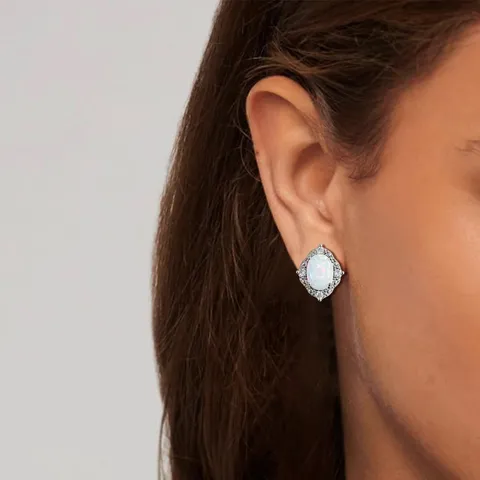Earrings Shiny Simple Retro Micro-set Zirconia Imitation Opal Earrings Temperament Stars - view 2