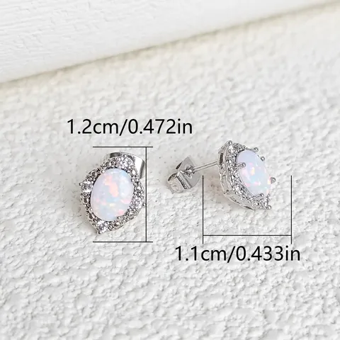 Earrings Shiny Simple Retro Micro-set Zirconia Imitation Opal Earrings Temperament Stars - view 3