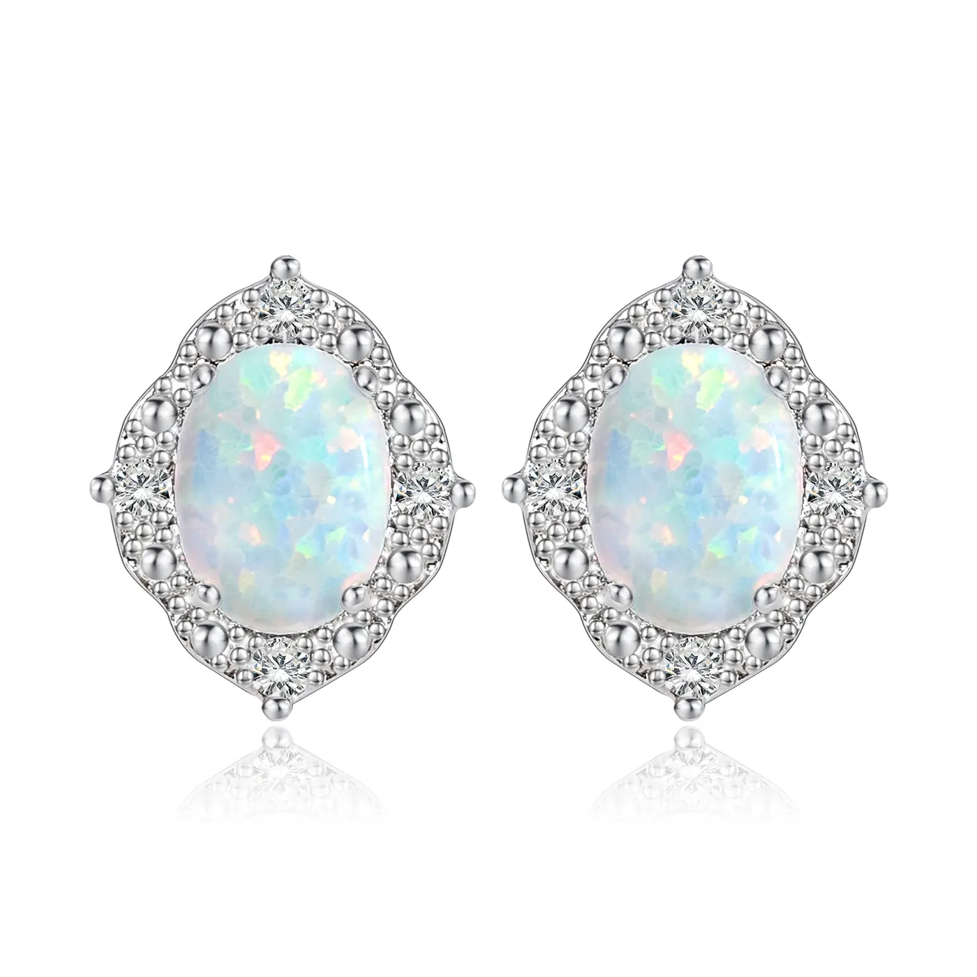 Earrings Shiny Simple Retro Micro-set Zirconia Imitation Opal Earrings Temperament Stars made by BlueOne Jewelry