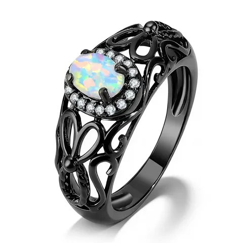 Opal Zirconia Ring Europe & America Unisex Ring - Plated Brass jewelry made by BlueOne Jewelry