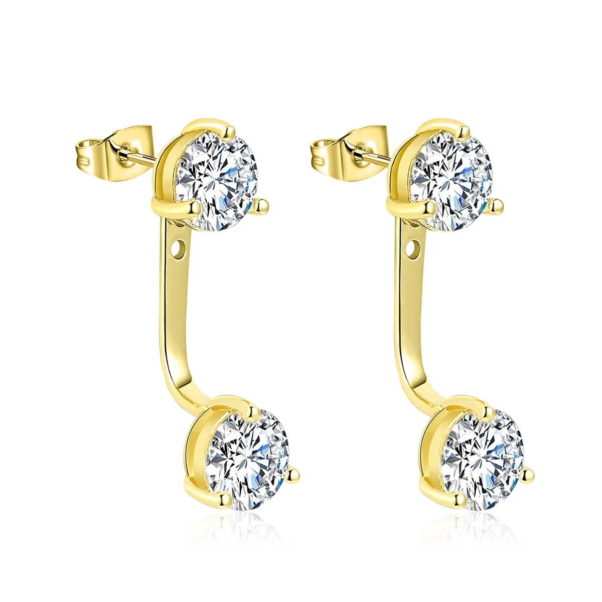 Earrings Double Zirconia Personalized Fashion Earrings made by BlueOne Jewelry